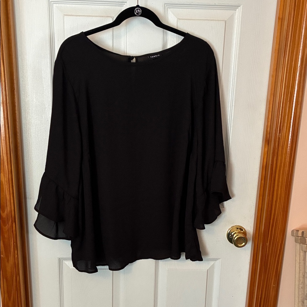 Torrid Black Flowy Ruffle Sleeve Blouse